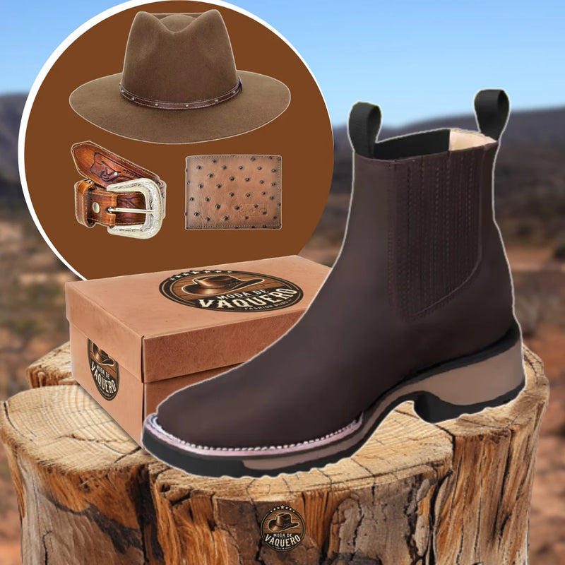 Kit Bota Major de Cuero Robusto + Regalos: Sombrero, Cinturón y Billetera | PROMOCIÓN ESPECIAL 30 AÑOS - ENVÍO GRATIS
